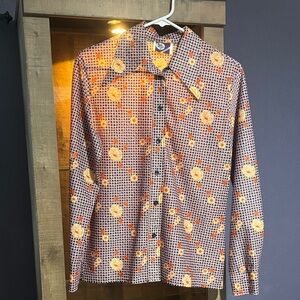 Retro Floral Pattern Shirt 70’s Vintage Button Down